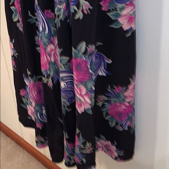 Vtg 90s E.D. Michaels black floral rayon dress - Picture 3 of 8